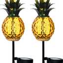 Solar Outdoor Lights Waterproof Garden Solar Pineapple Stakes Lights Lantern Decor Gift Tropical, 2 Packs