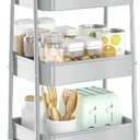 EAGMAK 3 Tier Utility Rolling Cart, Metal Storage Cart with Handle and Lockable Wheels, Multifunctional Storage Organizer Trolley with Mesh Baskets for Kitchen, Living Room, Office, Garage (Grey)