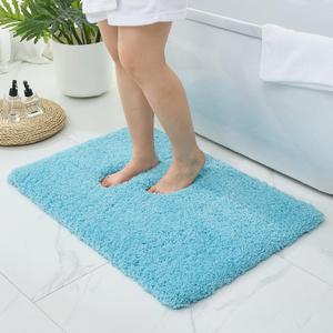 Bathroom Rugs Non Slip Washable, Ultra Thick Soft Microfiber Absorbent Bath Mats, High Density Foam Latex Non Slip Backing Bath Rugs, Fluffy Floor Carpet for Tub&Shower 24x17, Teal