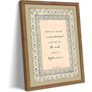 Framed Bible Verse Wall Art, Christian Psalm 61:2 Scripture Canvas Wall Decor Painting, Vintage Inspirational Religious Floral Artwork Print Picture for Bedroom Living Room Prayer Room 16x24 Inch