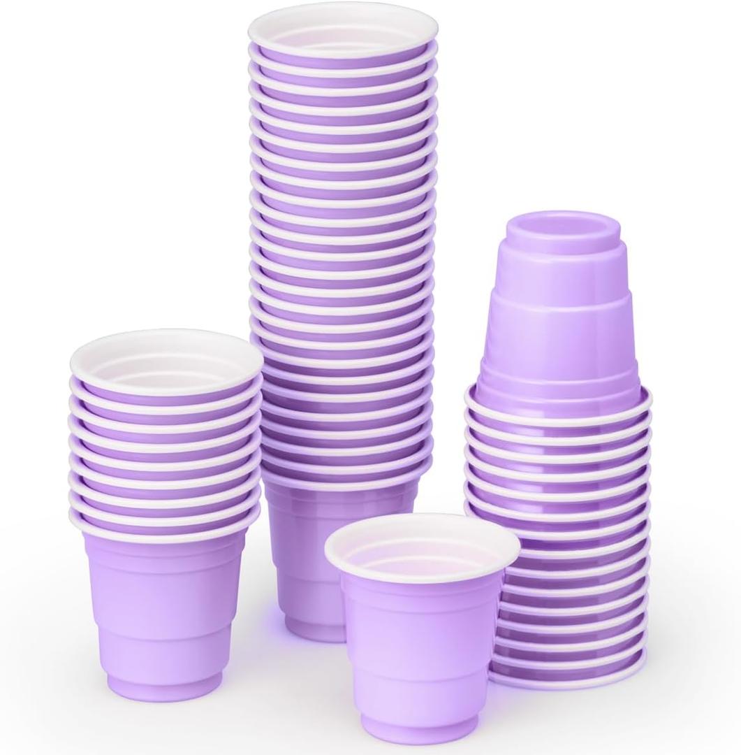 xo, Fetti Party Decorations Lavender Purple Plastic Shot Glasses - 50 Matte Disposable 2 oz Cups | Bachelorette Party, Birthday Party, Party Favors, Baby Shower Supplies
