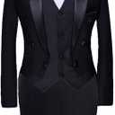 Cloudstyle Men's Tailcoat Formal Slim Fit 3-Piece Suit Dinner Jacket Swallow-Tailed Coat (Medium, Black)