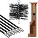 18FT Total Fiberglass Chimney Cleaning Kit - 3FT  6Pcs Fiberglass Chimney Rod and 6 Inch Brush, with Standard 1/4" NPT End Fitting, Chimney Cleaning Sweep Kit for Hearth Fireplace