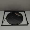 Real Natural Marble Top Metal Round Side End Table, Modern Lightweiht Bedside Small Coffee Table for Living Room Bedroom Small Space Black