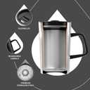 Ideus Vacuum Insulated Coffee Mug, 16oz Reusable Stainless Steel Thermal Double Walled cup with Handle and Slider Lid for Hot & Cold Beverages, BPA Free (Leapord Black)