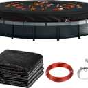 27.8FT Round Leaf Net Cover for 24FT Above Ground Pools - Heavy-Duty, with Winch & Cable, Blocks Leaves & Debris (Black)