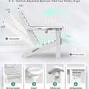 Folding Adirondack Chair with Retractable Ottoman, Weather Resistant Fire Pit Chair Patio Chair with 2 Cup Holder Lawn Outdoor Lounge Chair (White)