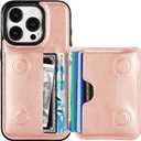 KIHUWEY Compatible with iPhone 15 Pro Wallet Case Credit Card Holder, Premium Leather Kickstand Flip Hidden Magnetic Clasp Durable Shockproof Protective Cover for iPhone 15 Pro 6.1 inch (Rose Gold)