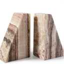 Koville Natural Onyx Bookends for Shelves, Decorative Bookends for Heavy Books, Non-Slip Heavy Duty Book Stopper for CD/Movies, Aesthetic Decorative Book Ends for Bookshevles Table Home Decor