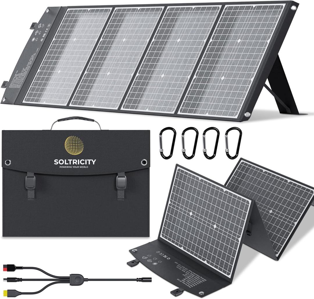 120W Portable Solar Panel & Flexible Solar Panel for Camping | 23% High Efficiency ETFE Foldable Solar Panel | Charger with USB-C & Lightweight with Emergency Power Supply