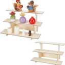 AHANDMAKER 2set 3 Tier Wooden Display Shelves, Straight Retail Display Stand with 3 Steps Self Assembled Solid Wood Products Rack for Vendor Events Tradeshows Jewelry Market Home Decoration