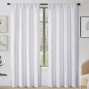 OWENIE Sally White Light Filtering Curtains 84 Inches Long 2 Panels Set for Bedroom Living Room, Solid Soft Insulated Privacy Window Treatment Drapes, 2 Pcs Each W40 x L84 Inch, White