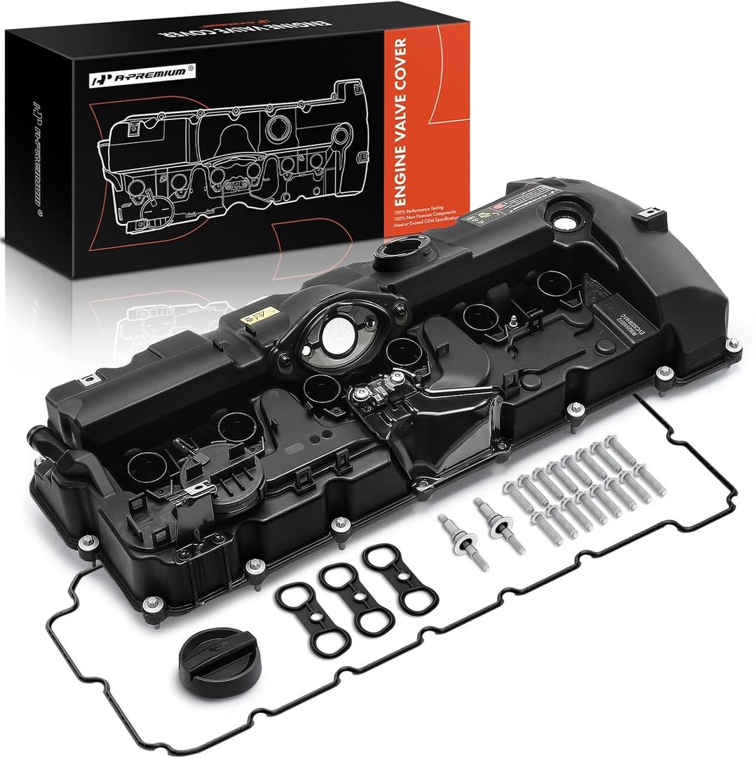 A-Premium Engine Valve Cover - Compatible with BMW Vehicles - 2.5L, 3.0L - 125i, 128i, 130i, 323i, 328i, 525i, 528i, 530i, X3, X5, Z4 - E60 E70 E82 E83 E84 E89 E90 E92 - Replace# 11127552281