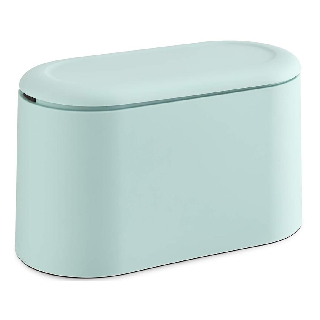 SUBEKYU 0.4 Gal Mini Countertop Trash Can with Lid for Desktop, Small Garbage Can for Office, Tiny Wastebasket, Plastic, Light Green