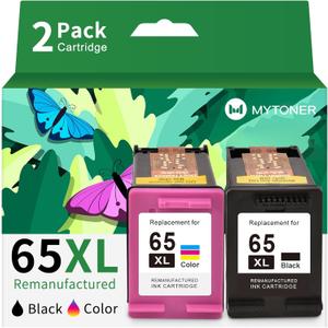 65XL Ink Cartridge Black/Color Combo Pack Replacement for HP Ink 65 HP 65 Ink for Deskjet 3755 3752 3772 2652 2622 2655 3720 Envy 5055 5058 5052 Printer 65 Ink Cartridge (Black, Tri-Color) (65 xl balck;color)