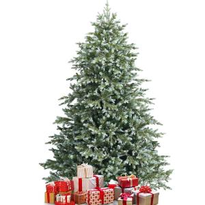 7ft Artificial Christmas Tree Spruce Hinged w/1260 Mixed PE & PVC Tips