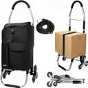 BUCABUCA Stair Climbing Shopping Cart, 2-in-1Foldable Grocery Cart on Wheels with Removable Waterproof Bag & Adjustable Cargo Strap