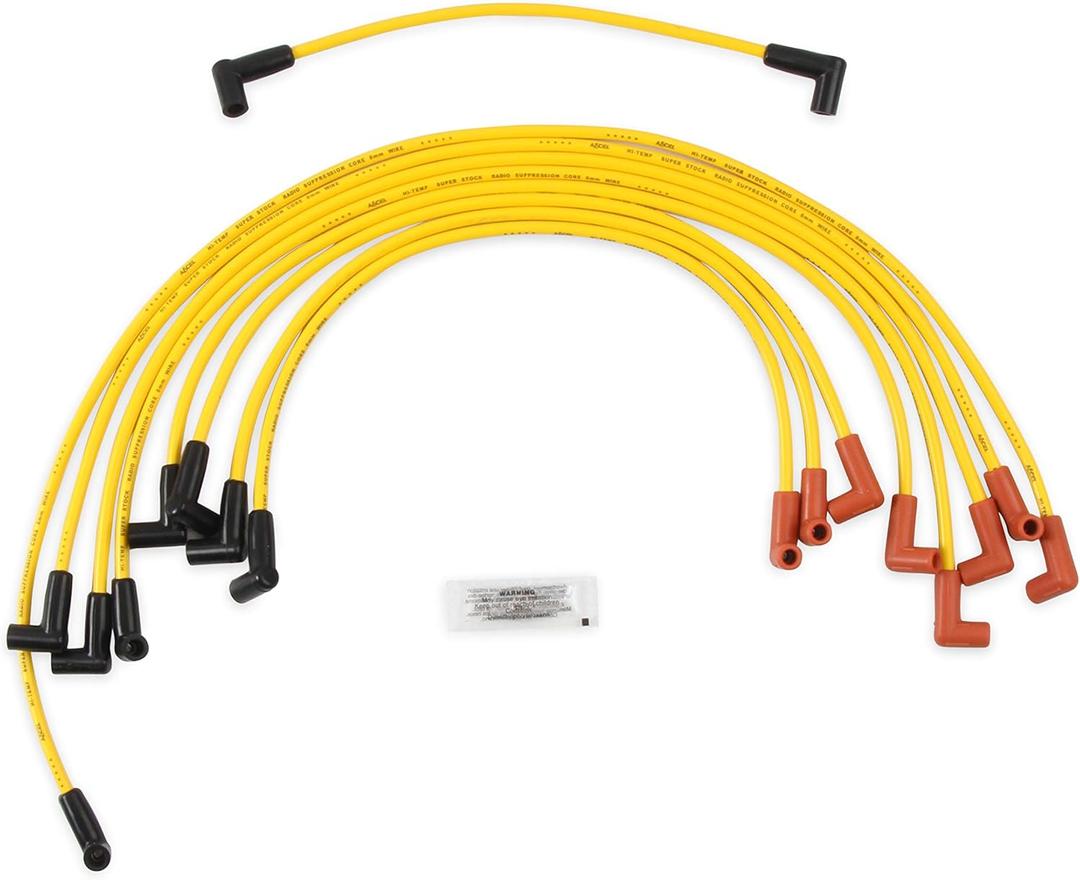ACCEL 4048 Spark Plug Wire Set - 8mm - Yellow with HEI Stock Style Boots ACCEL 4048 Spark Plug Wire Set - 8mm - Yellow with HEI Stock Style Boots
