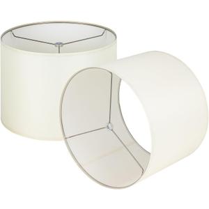 Wellmet Cream White Set of 2 Drum Lampshades, Easy Assembly Required 16" Top x 16" Bottom x 12" High Replacement Lamp Shades, Fabric Lampshades for Table Lamps Floor Lamps, Metal Spider Fitter