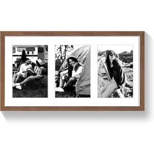 9x18 Oak Wood Picture Frame - 9x18 Photo Frame with Mat Display 3Pcs 5x7 Photos, 5x7 Picture Frame Wood, Natural Solid Wooden Picture Frames for Wall Art Photo and Prints(1 Pack, Walnut)
