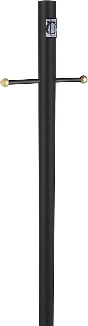 Design House Oakmont Outdoor Lamp Post, Integrated Outlet, Weather-Resistant, Powder-Coated Steel, 15.5-in. Plastic Cross-Arm, Easy Installation, Black, 3 in. Diameter x 80 in. H, 579714, Lamp Post with Outlet