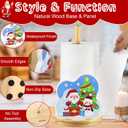2 x Christmas Paper Towel Holder, Wooden Standing Kitchen Towel Holder with Santa & Snowman Design, Festive Holiday Decor for Kitchen, Bathroom, Dining Table  Indoor Winter Christmas Decoration