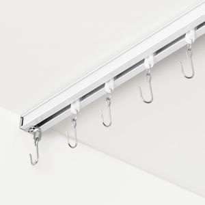 Curtain Track, Ceiling Curtain Track for Room Divider, Ceiling Mount Rail Set with Roller Hooks, White, 3ft - 6ft (3ft - 6ft, White)