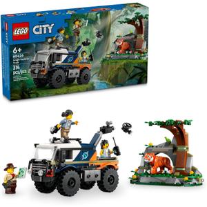LEGO City Jungle Explorer Off-Road Truck, Jungle Toy Building Set for Kids Aged 6 and Up, Fun Birthday Gift Idea, Off-Road Toy Truck Vehicle, 3 Adventurer Minifigures, Tiger Figure and Car Toy, 60426