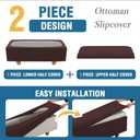 2-Piece Stretch Ottoman Covers Rectangle Slipcovers for Folding Storage Stools, Non-Slip Elastic Bottom, Soft Fabric Furniture Protectors (Brown, X-Large)