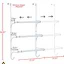 Auledio Adjustable Over The Door Triple Towel Rack with Hooks,Silver