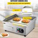 VEVOR 14" Commercial Electric Griddle,110V 1500W Electric Countertop Griddle Non-Stick Restaurant Teppanyaki flat top Grill Stainless Steel 122F-572F Adjustable Temperature Control(No Plug)