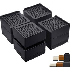 ANNKUT Bed Risers 3 inch Heavy Duty,Furniture Risers for Desk Table Sofa Couch Lifts to 1.5 or 3 inch, Square Adjustable Risers Blocks, Support Up to 1,300 Lbs4 Pack-Black
