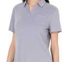 Women's V-Neck Ruffle Design Polo Shirts Short Sleeve Collared Loose Casual Tunic Blouses with Pocket (XXL)
