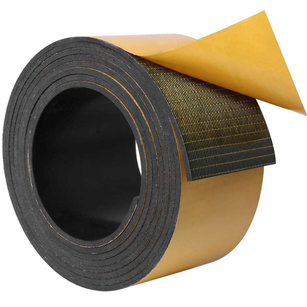 DGSL Neoprene Rubber Sheet Self Adhesive, 2" W x 1/8" T x 10' L Solid Rubber Sheets, Rolls & Strips for DIY Gaskets Crafts, Pads, Protection, Supports, Leveling, Anti-Vibration, Anti-Slip