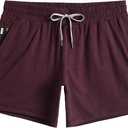 maamgic Mens Workout Shorts 5" Short Shorts Soft Stretch Running Gym Athletic Shorts with Zip Pockets, Burgundy XS