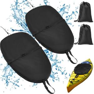 Kayak Cockpit Cover with Adjustable Fixing Strap, 420D Oxford Waterproof Seat Cover, Kayak Canoe Cockpit Protector, 4 Sizes