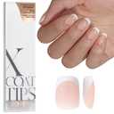 BTArtboxnails Soft Gel Nail Tips - Extra Short Square French Tip Press on Nails XCOATTIPS French Acrylic Nail Tips Kit Fake Nails Glue on Nails Extension Tips for Professional Use