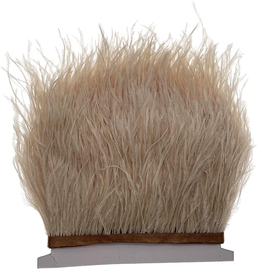 Champagne 2Yard Ostrich Feather Fringe Trim 4-6inch in Width for DIY Costume Sewing Craft Decor Dress Accessories Party Supplies Festival Outfits