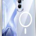 FNTCASE for Samsung Galaxy S25-Edge Case: Clear Magnetic Military Grade Drop Protection Anti Yellowing Cell Phone Cover - Rugged Shockproof Protective Bumper Transparent Phonecase