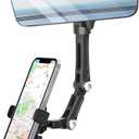 Karmus Rear View Mirror Phone Holder, Rearview Mirror Phone Holder for Car, Rotatable and Retractable Car Phone Holder Mount, Car Truck Essentials Accessories Compatible with All Cell Phones