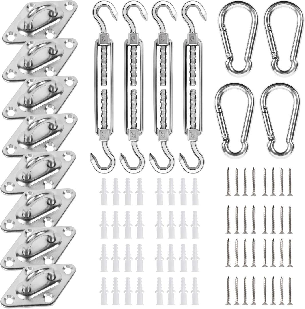 YOFIT Shade Sail Hardware Kit 6 inch for Triangle Rectangle Sun Shade Sail Installation, 304 Grade Stainless for Garden Outdoors, 80 Pcs