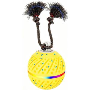 Interactive Dog Toys Ball, 3Modes Automatic Moving Bouncing Dog Toys for Aggressive Chewers, (Orange)