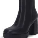 Rilista Platform Boots for Women Chunky High Heels Ankle Booties Square Toe Side Zipper Punk Boots (10, Black)