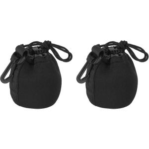 PATIKIL Camera Lens Bag, 2 Pcs 2.8" IDx3.9 H Drawstring Lens Pouch with Thick Protective Neoprene, Lens Case for DSLR Camera Lens, Water Coffee Cups Black