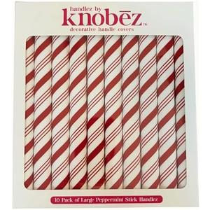 Knobēz: Handlez Covers - Large Peppermint Stick - 8pk - Stretch Over Hardware Decorations, Holiday-Winter-Christmas, Kitchen-Bathroom-Dressers-Home