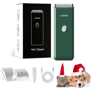 Professional Household Waterproof Low Noise Pet Hair Clippers Electric USB Rechargeable Painless Grooming Tools Hair Grooming Trimmer for Small Medium Dog Cat AP005 Green