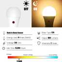 Emotionlite Dusk to Dawn Sensor Light Bulbs Outdoor, Warm White LED Bulbs, 60 Watt Equivalent, Automatic On/Off, Garage, Hallway, Basement, A19 Size, 9W, E26 Medium Base, 3 Pack