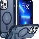 Temdan Magnetic Compatible with iPhone 13 Pro Max Case, [Built-in Invisible Kickstand][Compatible with MagSafe] [Military Grade Shockproof] Slim Translucent Matte Phone Case for iPhone 13 Pro Max 6.7" (Blue)