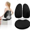 Ergonomic Chair Back Support,Lumbar Support for Improves Posture and Relieves Back Pain,Perfect for Office Chair,Gaming,Home-Work,Foldable and Adjustable,Washable Seat Cushion Cover.(Black)