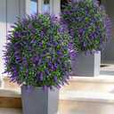 HyeFlora 26'' Artificial Boxwood Topiary Trees with Lavender 2 Pack Fake Plants for Outdoor Indoor Artificial Shrubs with Metal Ground Spike UV Resistant Fake Bushes for Front Porch Garden, Purple